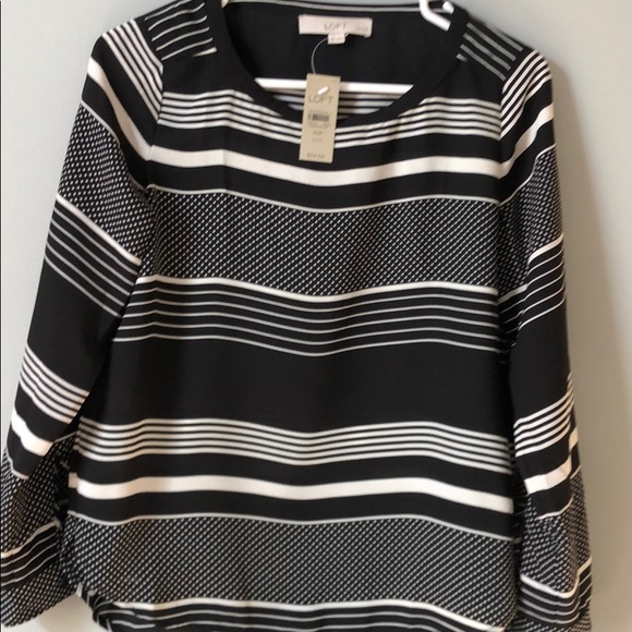 LOFT Tops - Loft NWT black top with roll up sleeves